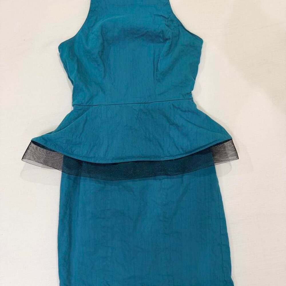 Artelier Nicole Miller Teal Peplum Dress Size 4